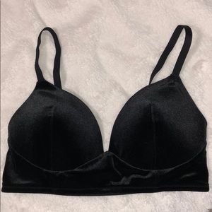 LaSenza Black Suede SpaghettiStrap Bralette Size:L